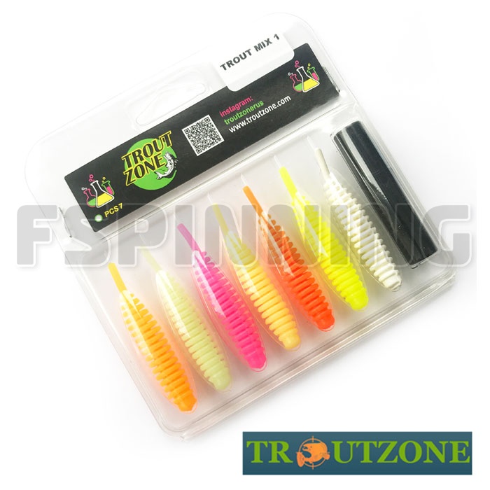 Мягкие приманки Trout Zone Ribber Puppa 2.3 #MIX1 аттрактант в комплекте