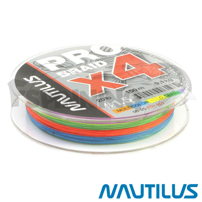 Шнур Nautilus Pro Braid X4 Multicolor 150m #0.20mm/10kg (мультиколор) - купить в интернет-магазине в Москве