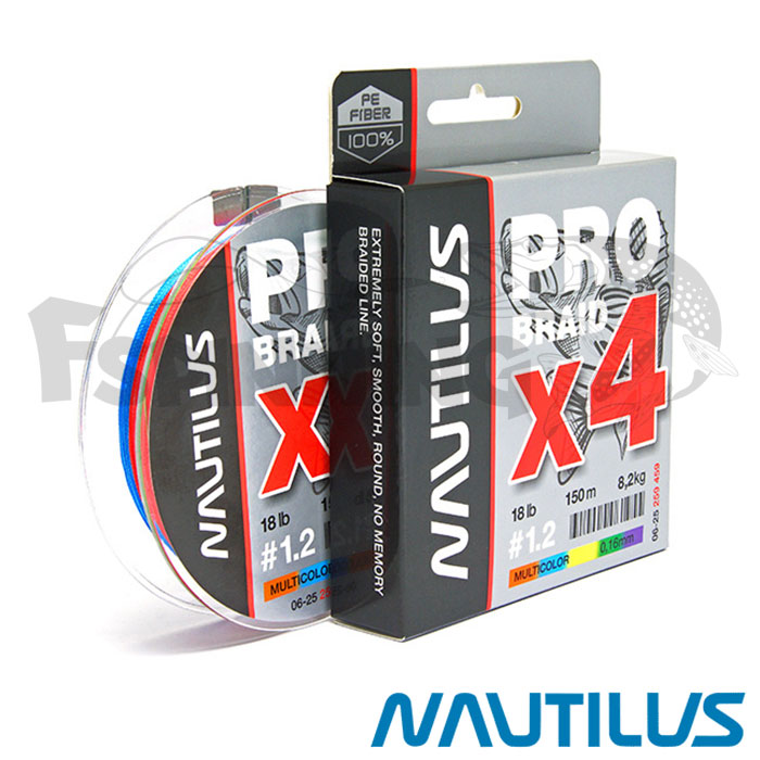 Шнур Nautilus Pro Braid X4 Multicolor 150m #0.25mm/13.2kg (мультиколор) - купить в интернет-магазине в Москве