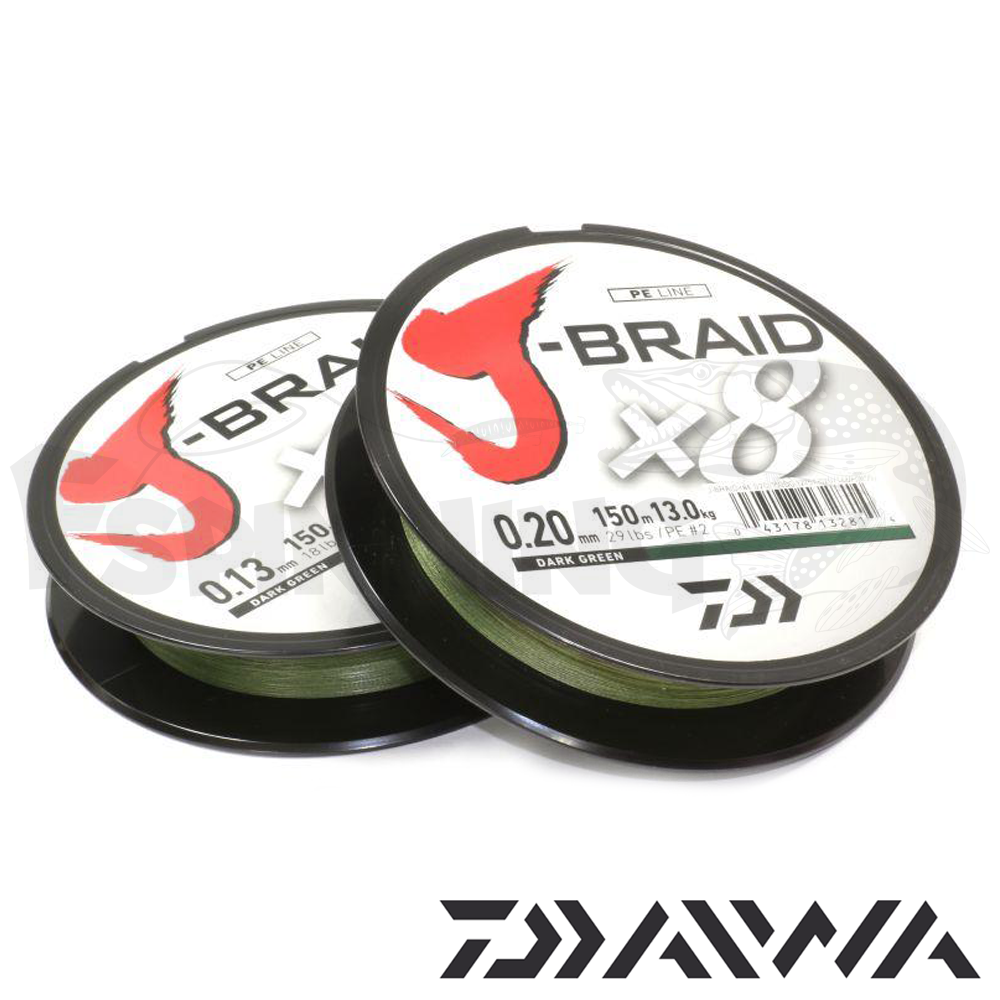 Шнур Daiwa J-Braid PE X8 150m dark green #0.6 0.06mm/9lb/4kg - купить в интернет-магазине в Москве