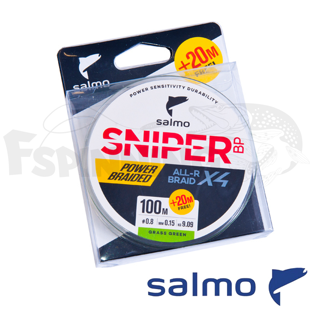 Шнур Salmo Sniper Bp All R Braid Х4 Grass Green 120m #0.15mm/9.09g (зеленый) - купить в интернет-магазине в Москве