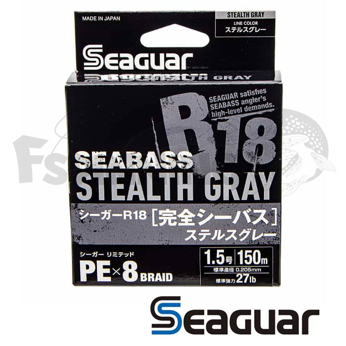 Шнур Seaguar PE X8 R18 Seabass 150m stealth gray #0.8 0.148mm/6.8kg - купить в интернет-магазине в Москве