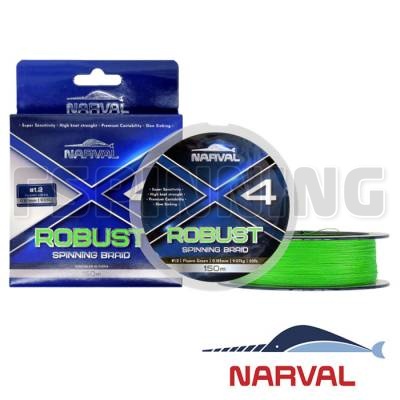 Шнур Narval Fishing Robust X4 PE 150m fluoro green #1.5 0.205mm 11.4kg - купить в интернет-магазине в Москве