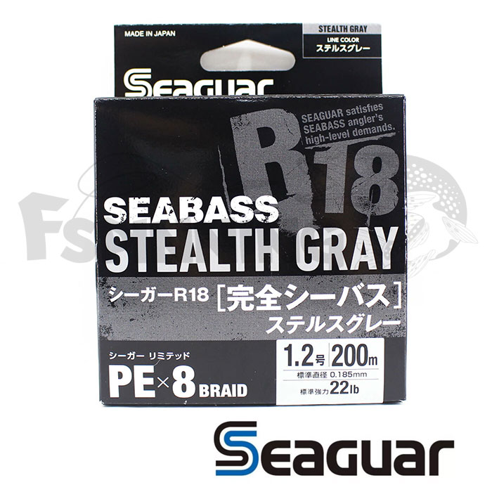 Шнур Seaguar PE X8 R18 Seabass 200m stealth gray #1 0.165mm/8.6kg - купить в интернет-магазине в Москве