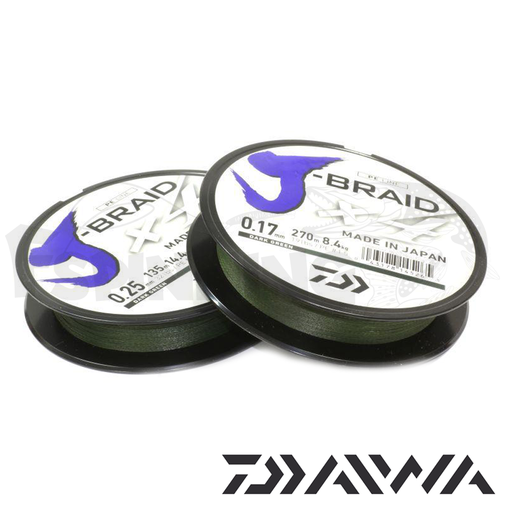 Шнур Daiwa J-Braid PE X4 135m dark green #2.5 0.21/27lb/12.4kg - купить в интернет-магазине в Москве