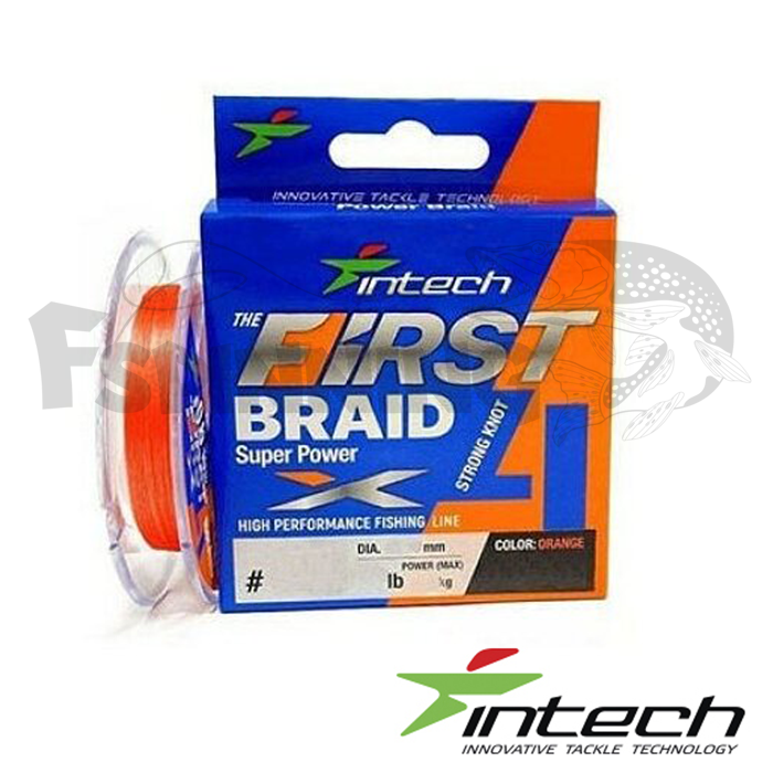 Шнур Intech First Braid X4 150m Orange #1.2 0.185mm/9.1kg - купить в интернет-магазине в Москве