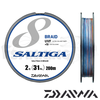 Шнур Daiwa Saltiga 8 Braid UVF+Si 200m multicolor #2 0.235mm/31lb/13.9kg - купить в интернет-магазине в Москве