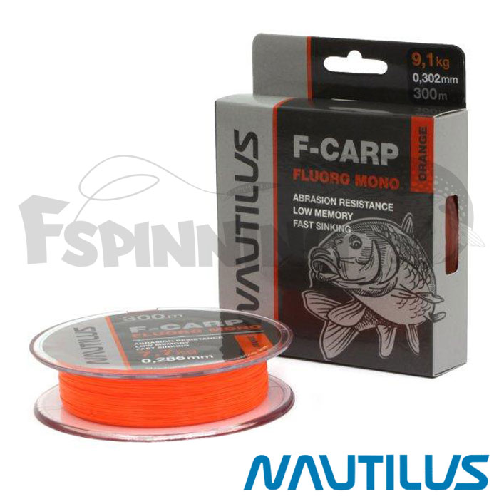 Леска Nautilus F-Carp Fluoro Mono 300m Orange #0.286mm/7.7kg - купить в интернет-магазине в Москве