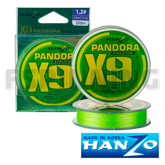 Шнур Hanzo Pandora Evolution x9 1.0 200м 0,17 мм 9.6 кг Green - купить в интернет-магазине в Москве