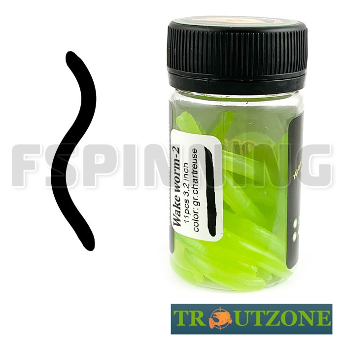Мягкие приманки Trout Zone Wake Worm 2 3.2g/71mm сыр green chartreuse 11шт