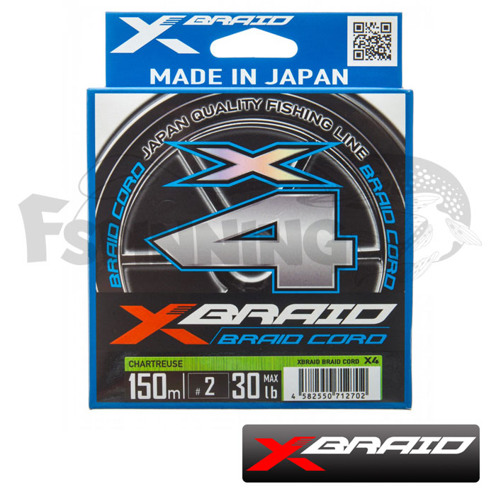 Шнур X Braid Braid Cord PE X4 150m chartreuse #1.2 0.185mm/9kg - купить в интернет-магазине в Москве