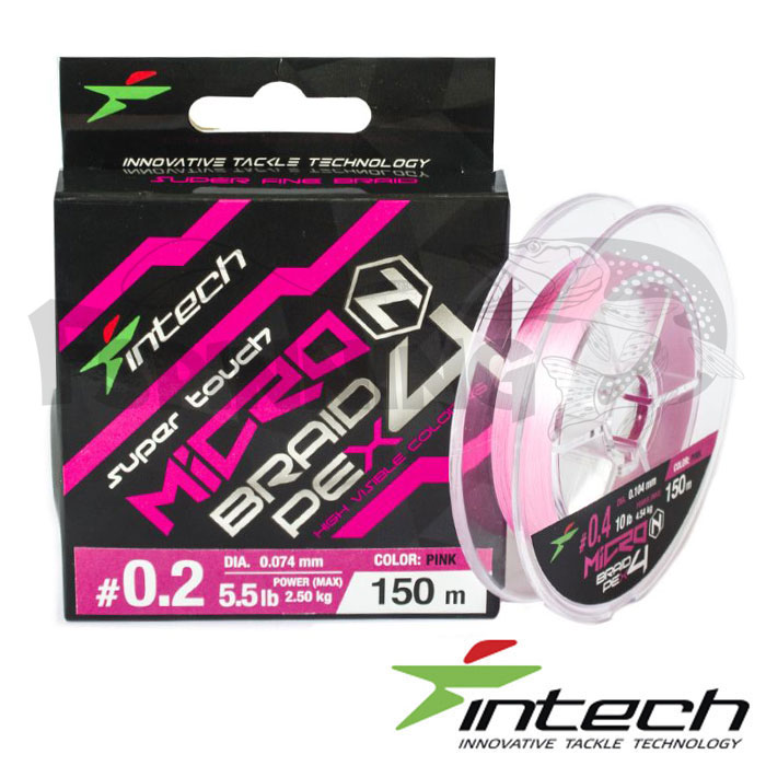 Шнур Intech MicroN PE X4 150m pink #0.4 0.104mm/4.54kg - купить в интернет-магазине в Москве