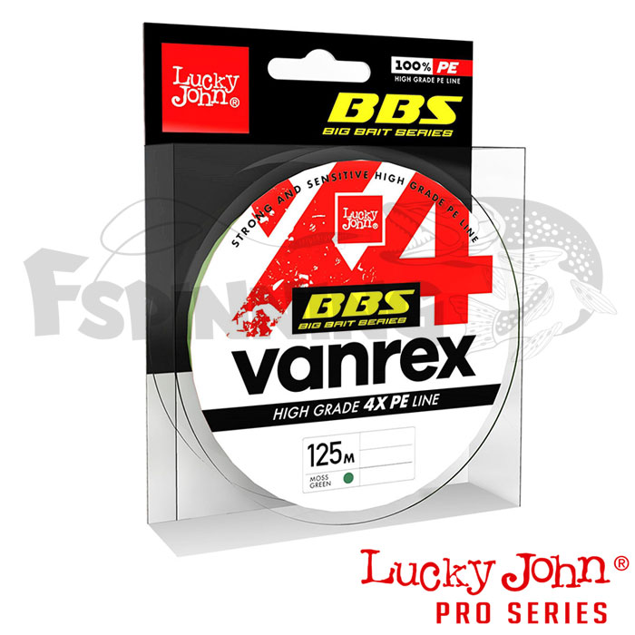Шнур Lucky John Vanrex BBS X4 Braid 125m Moss Green 0.28mm/14.1kg - купить в интернет-магазине в Москве