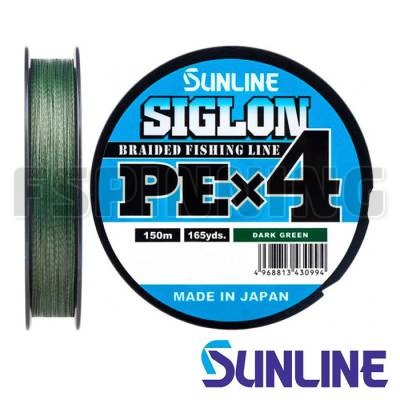 Шнур Sunline Siglon PE X4 150m dark green #0.8 12lb 0.153mm 6kg - купить в интернет-магазине в Москве