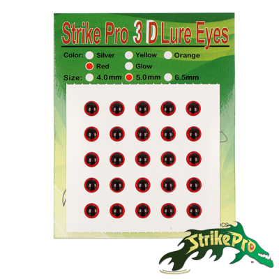 Объемные глаза наклейки Strike Pro 3D Lure Eyes 50mm #красный 25шт
