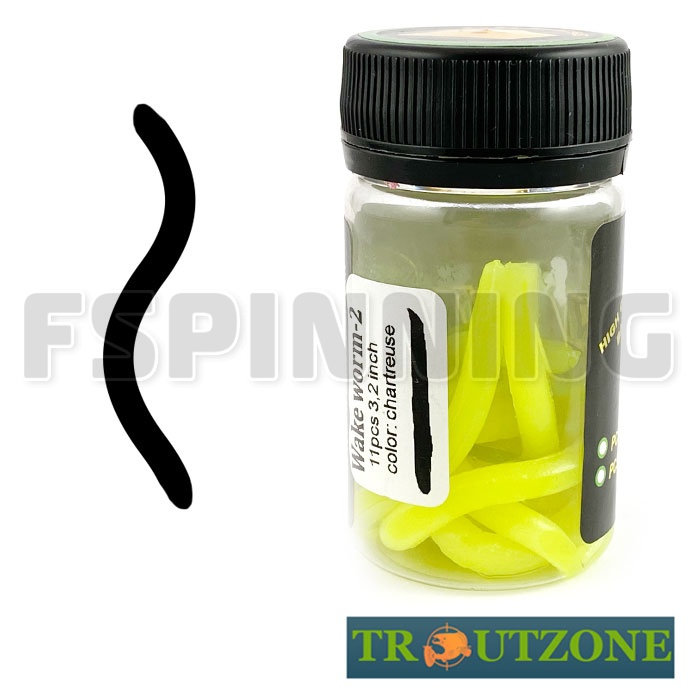 Мягкие приманки Trout Zone Wake Worm 2 3.2g/71mm сыр chartreuse 11шт