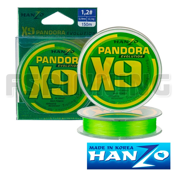 Шнур Hanzo Pandora Evolution x9 1.0 150м 0,17 мм 9.6 кг Green - купить в интернет-магазине в Москве