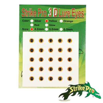 Объемные глаза наклейки Strike Pro 3D Lure Eyes 30mm #желтый 25шт