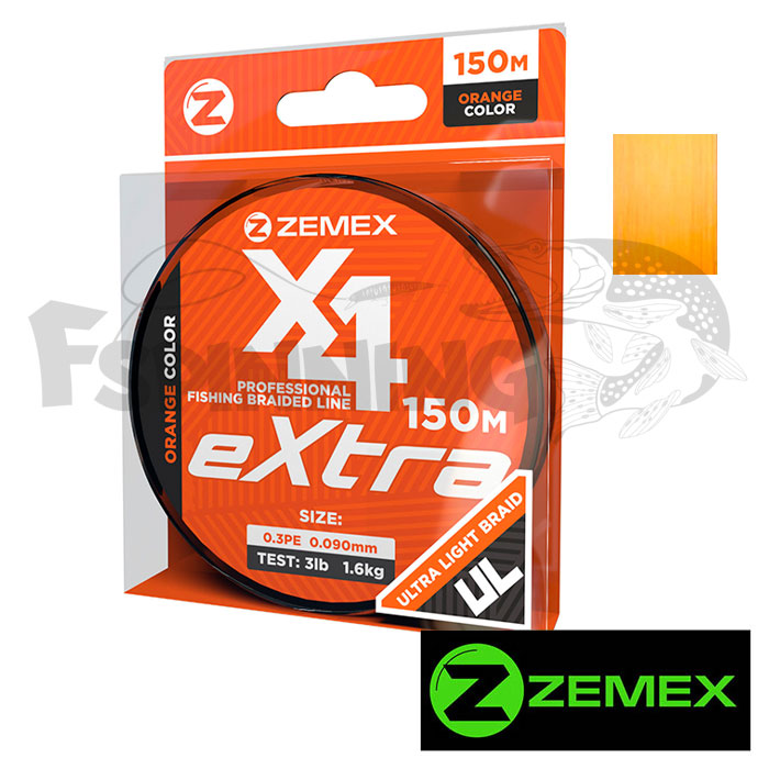 Шнур Zemex Extra PE X4 150m #0.5 0.117mm/2.2kg orange - купить в интернет-магазине в Москве
